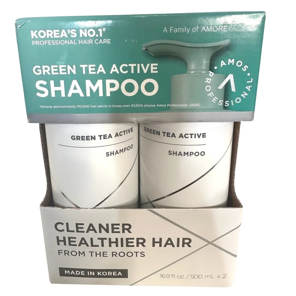 Amos Professional Green Tea Active Scalp Care Shampoo 16.9oz 2pk 500mL